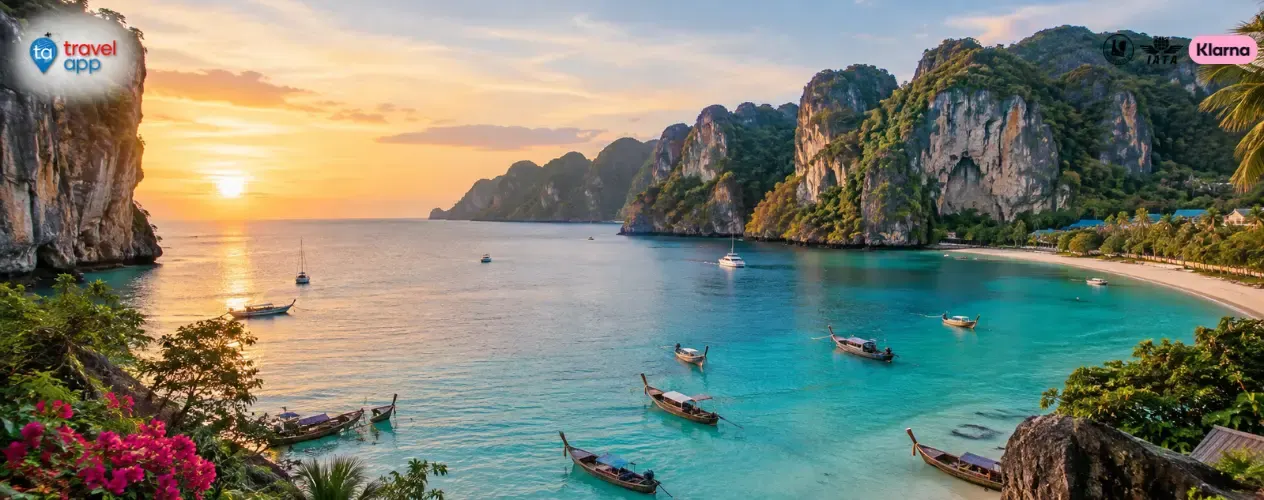 Flights to Phuket from the UK over Phuket, Thailand